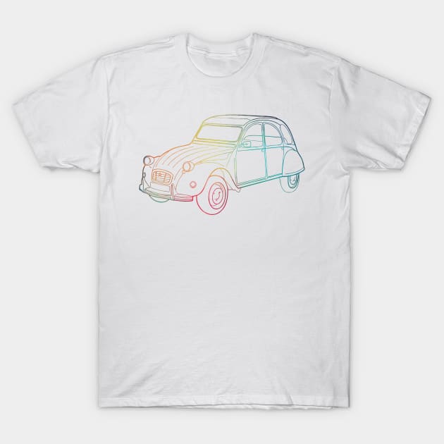 Rainbow shape line art old car T-Shirt by AdiDsgn